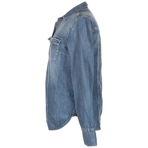 J. Crew Western Chambray Shirt Pearl Snap Vintage Wash Women's Size 6 - Picture 4 of 5